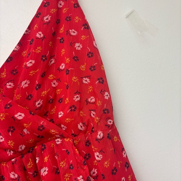 Madewell Ruffle Strap Wrap Dress Metallic Striped Praire Posies - Picture 7 of 15